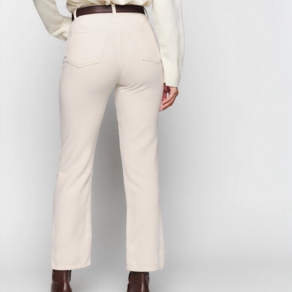 Reformation Cream Cynthia High Waist Button Fly Corduroy Pants - Picture 2 of 7